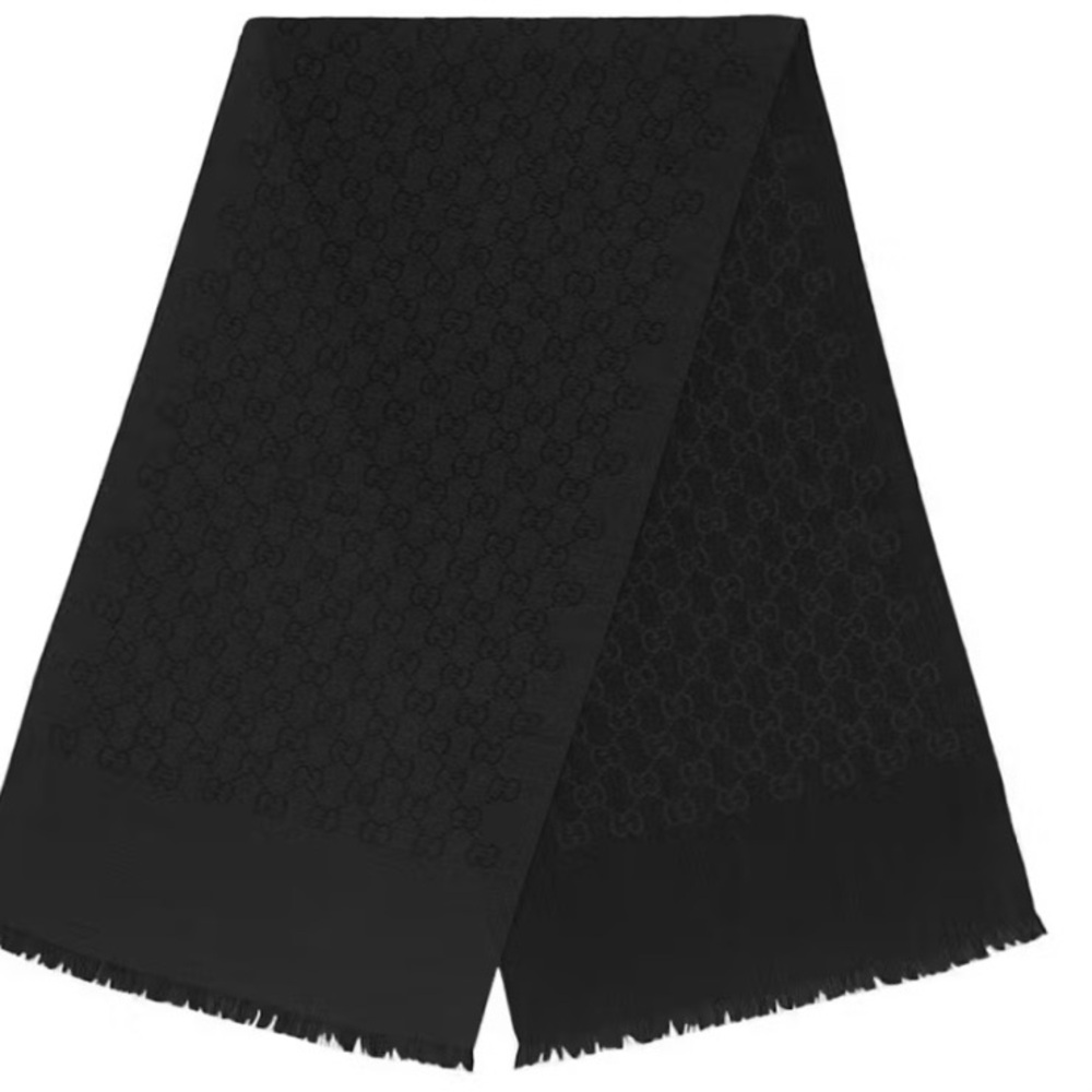 Gucci Black Patterned Scarf GG Unisex